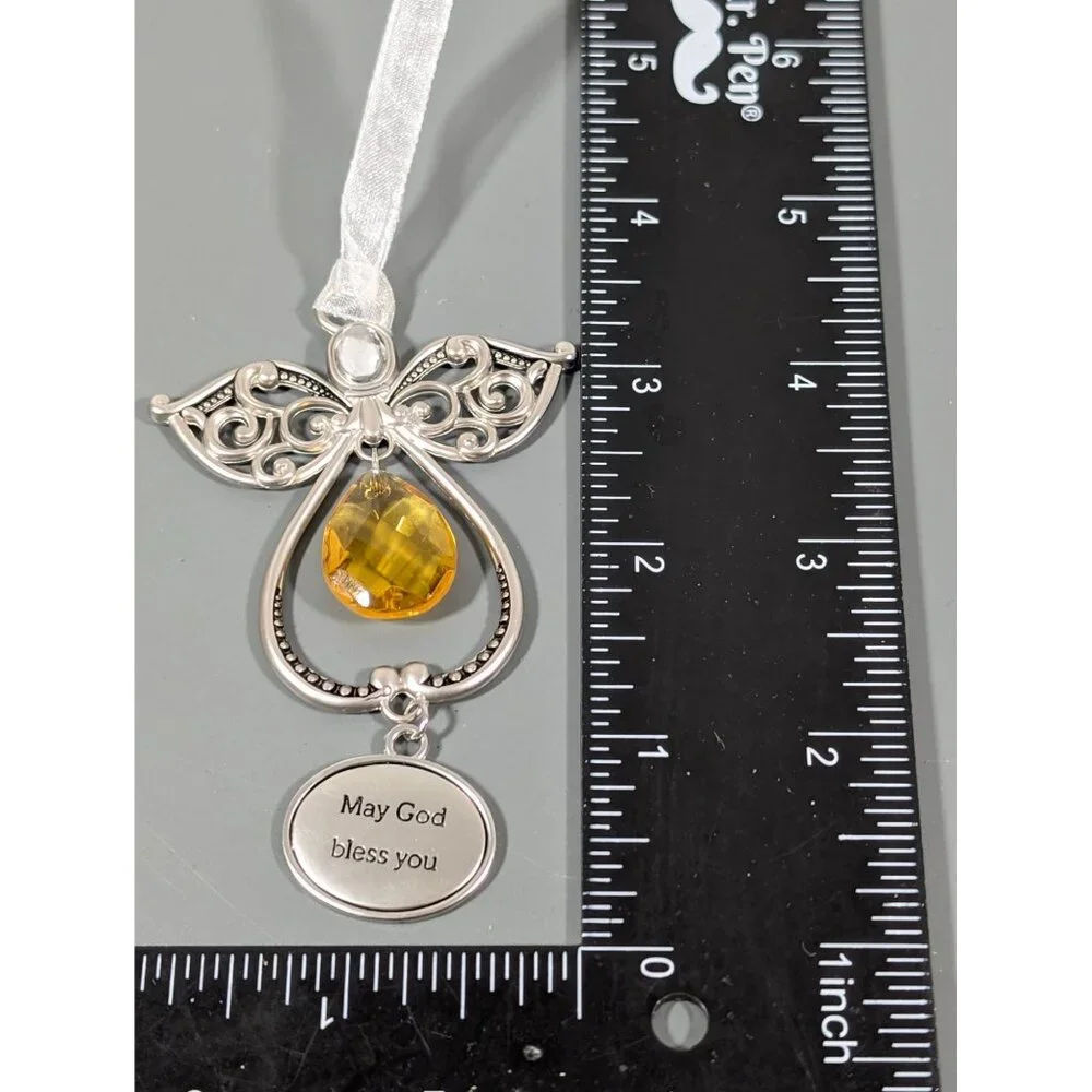 Ganz‎ May Gold Bless You Angel Ornament Glass Charm Christmas